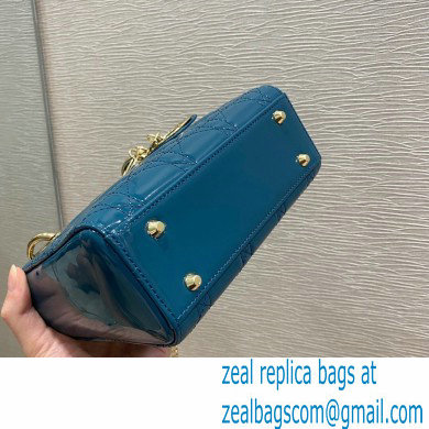 Lady Dior Mini Bag in Cannage Patent Ocean Blue 2021 - Click Image to Close