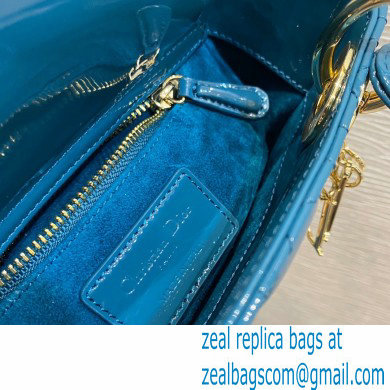 Lady Dior Mini Bag in Cannage Patent Ocean Blue 2021