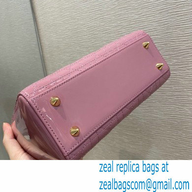 Lady Dior Small Bag in My ABCDior Cannage Patent Cherry Pink 2021