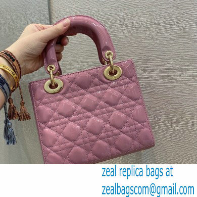 Lady Dior Small Bag in My ABCDior Cannage Patent Cherry Pink 2021