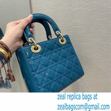 Lady Dior Small Bag in My ABCDior Cannage Patent Ocean Blue 2021 - Click Image to Close