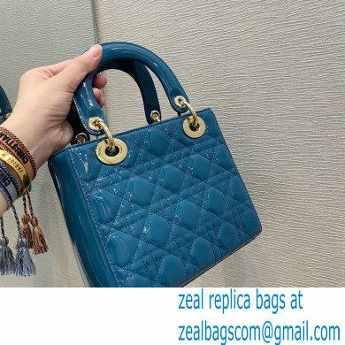 Lady Dior Small Bag in My ABCDior Cannage Patent Ocean Blue 2021