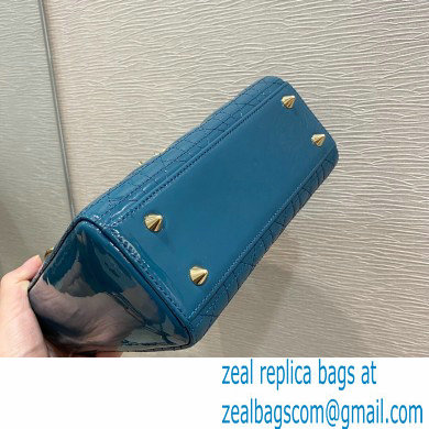 Lady Dior Small Bag in My ABCDior Cannage Patent Ocean Blue 2021