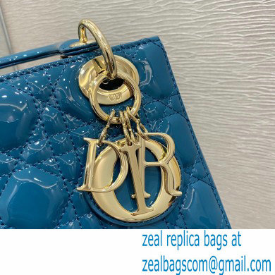 Lady Dior Small Bag in My ABCDior Cannage Patent Ocean Blue 2021