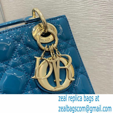 Lady Dior Small Bag in My ABCDior Cannage Patent Ocean Blue 2021 - Click Image to Close