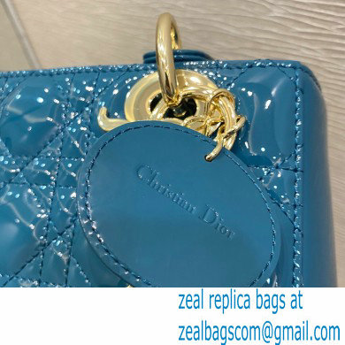 Lady Dior Small Bag in My ABCDior Cannage Patent Ocean Blue 2021 - Click Image to Close