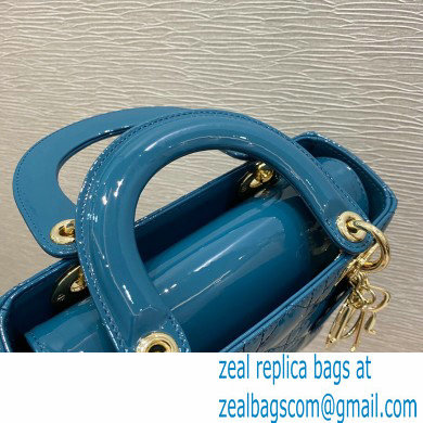 Lady Dior Small Bag in My ABCDior Cannage Patent Ocean Blue 2021