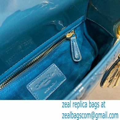 Lady Dior Small Bag in My ABCDior Cannage Patent Ocean Blue 2021 - Click Image to Close