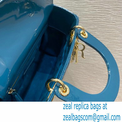 Lady Dior Small Bag in My ABCDior Cannage Patent Ocean Blue 2021 - Click Image to Close