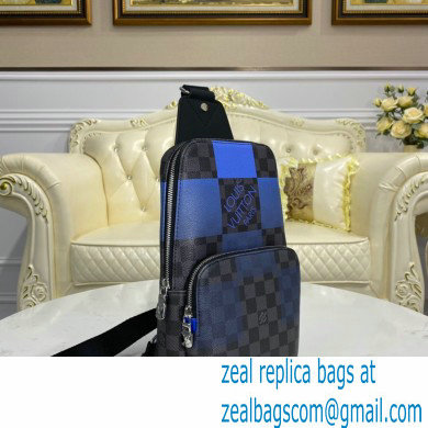 Louis Vuitton Damier Graphite Giant Canvas Avenue Sling Bag N40404 Blue - Click Image to Close