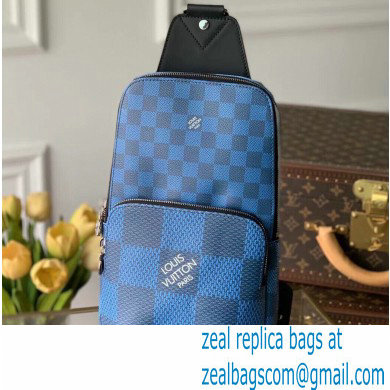 Louis Vuitton Damier Infini 3D Leather Avenue Sling Bag N50024 Navy Blue - Click Image to Close