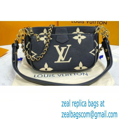 Louis Vuitton Embossed Leather Multi Pochette Accessoires Bag M45777 Black/Cream 2021 - Click Image to Close