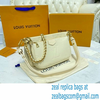 Louis Vuitton Embossed Leather Multi Pochette Accessoires Bag M80447 Cream 2021 - Click Image to Close