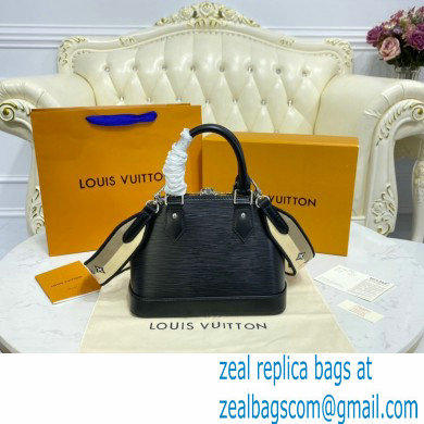 Louis Vuitton Epi Leather Alma BB Bag Black with Embroidered Logo Wide Strap 2021 - Click Image to Close