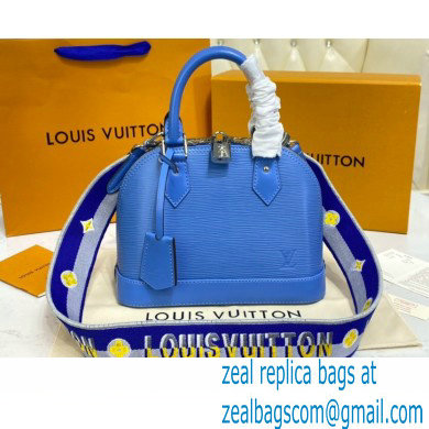 Louis Vuitton Epi Leather Alma BB Bag M57426 Bleuet Blue with Embroidered Logo Wide Strap 2021