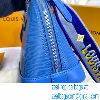 Louis Vuitton Epi Leather Alma BB Bag M57426 Bleuet Blue with Embroidered Logo Wide Strap 2021 - Click Image to Close