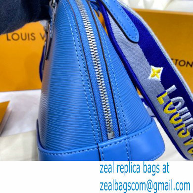 Louis Vuitton Epi Leather Alma BB Bag M57426 Bleuet Blue with Embroidered Logo Wide Strap 2021