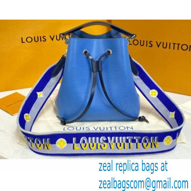 Louis Vuitton Epi Leather NeoNoe BB Bag M57691 Bleuet Blue with Embroidered Logo Wide Strap 2021 - Click Image to Close