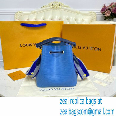 Louis Vuitton Epi Leather NeoNoe BB Bag M57691 Bleuet Blue with Embroidered Logo Wide Strap 2021