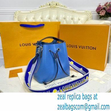 Louis Vuitton Epi Leather NeoNoe BB Bag M57691 Bleuet Blue with Embroidered Logo Wide Strap 2021 - Click Image to Close