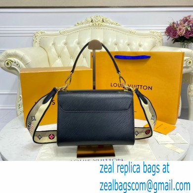 Louis Vuitton Epi Leather Twist MM Bag M57505 Black with Embroidered Logo Wide Strap 2021 - Click Image to Close