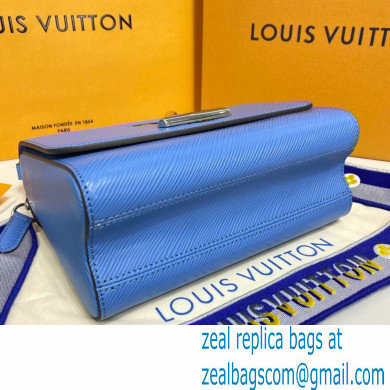 Louis Vuitton Epi Leather Twist MM Bag M57507 Bleuet Blue with Embroidered Logo Wide Strap 2021 - Click Image to Close