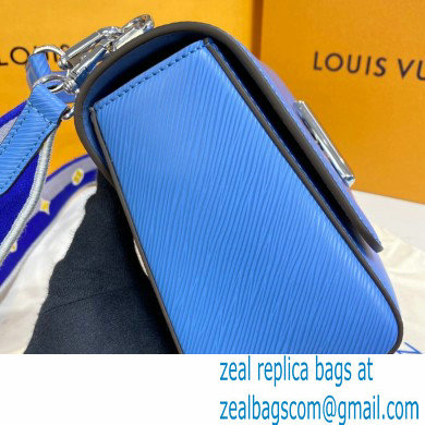 Louis Vuitton Epi Leather Twist MM Bag M57507 Bleuet Blue with Embroidered Logo Wide Strap 2021