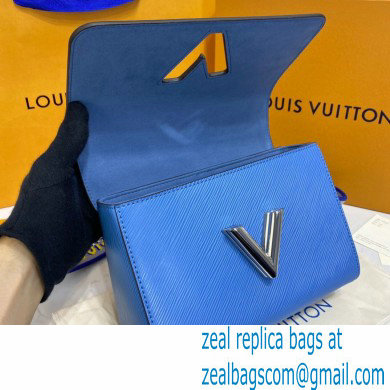 Louis Vuitton Epi Leather Twist MM Bag M57507 Bleuet Blue with Embroidered Logo Wide Strap 2021