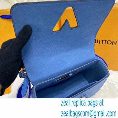 Louis Vuitton Epi Leather Twist MM Bag M57507 Bleuet Blue with Embroidered Logo Wide Strap 2021 - Click Image to Close