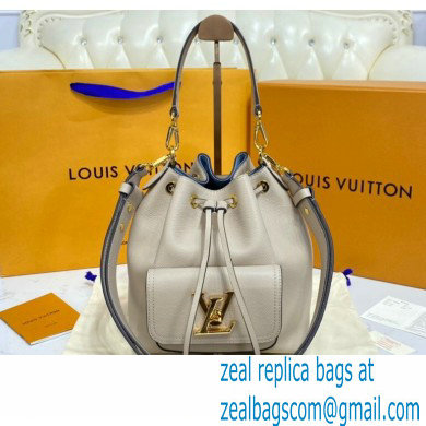 Louis Vuitton Grained Calf Leather Lockme Bucket Bag M57688 Greige 2021 - Click Image to Close