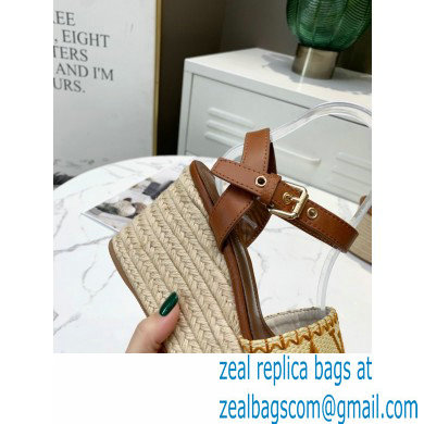 Louis Vuitton Heel 10cm Platform 6cm Boundary Wedge Sandals Brown Embroidered Raffia 2021
