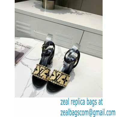 Louis Vuitton Heel 7.5cm Sienna Flat Sandals Black Embroidered Raffia 2021