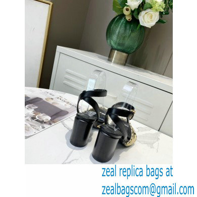 Louis Vuitton Heel 7.5cm Sienna Flat Sandals Black Embroidered Raffia 2021 - Click Image to Close
