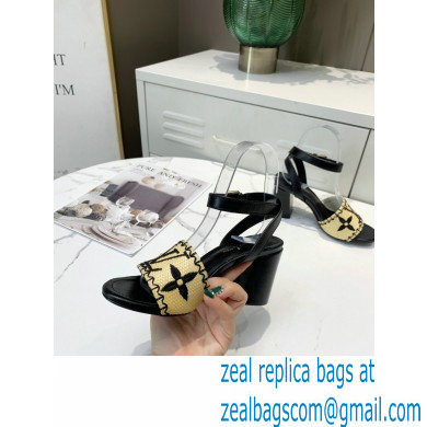 Louis Vuitton Heel 7.5cm Sienna Flat Sandals Black Embroidered Raffia 2021 - Click Image to Close