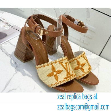 Louis Vuitton Heel 7.5cm Sienna Flat Sandals Brown Embroidered Raffia 2021 - Click Image to Close