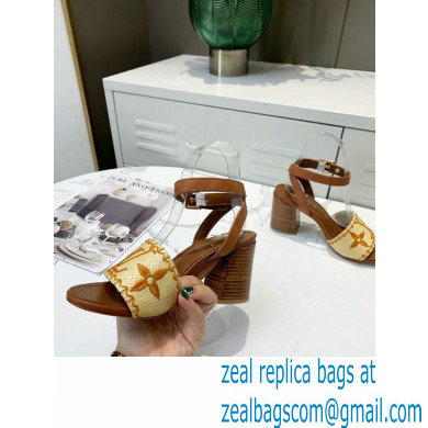 Louis Vuitton Heel 7.5cm Sienna Flat Sandals Brown Embroidered Raffia 2021 - Click Image to Close