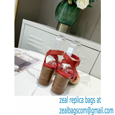 Louis Vuitton Heel 7.5cm Sienna Flat Sandals Red Embroidered Raffia 2021 - Click Image to Close