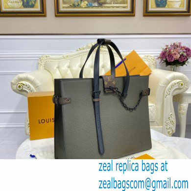 Louis Vuitton Leather Men's Shopping Tote Bag M30725 Army Green 2021 - Click Image to Close