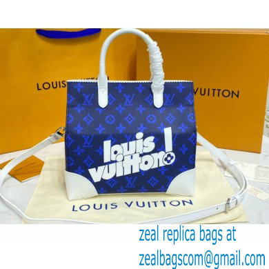 Louis Vuitton Monogram Canvas Print Tote Bag Blue 2021 - Click Image to Close