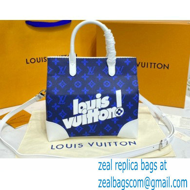 Louis Vuitton Monogram Canvas Print Tote Bag Blue 2021