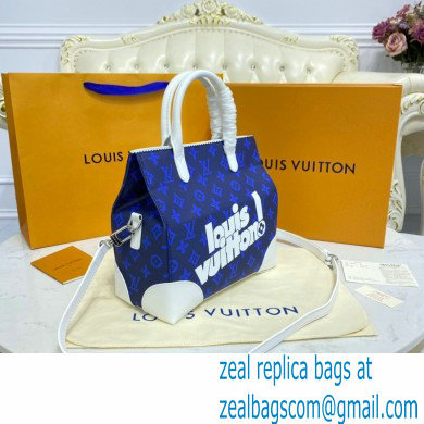 Louis Vuitton Monogram Canvas Print Tote Bag Blue 2021