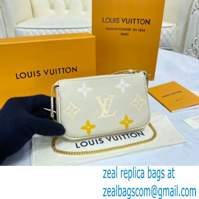 Louis Vuitton Monogram Empreinte Leather Mini Pochette Accessoires Bag M80501 Cream/Saffron By The Pool Capsule Collection 2021