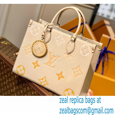 Louis Vuitton Monogram Empreinte Leather OnTheGo MM Tote Bag M45717 Cream/Saffron By The Pool Capsule Collection 2021 - Click Image to Close