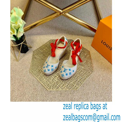 Louis Vuitton Monogram-embroidered Canvas Starboard Wedge Espadrilles Blue 2021 - Click Image to Close