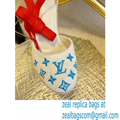 Louis Vuitton Monogram-embroidered Canvas Starboard Wedge Espadrilles Blue 2021 - Click Image to Close