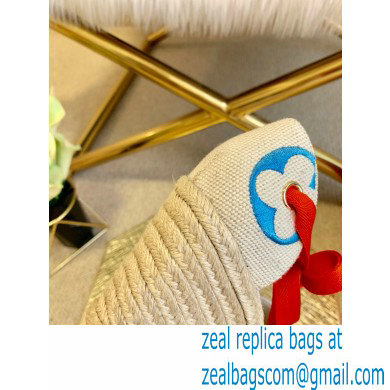 Louis Vuitton Monogram-embroidered Canvas Starboard Wedge Espadrilles Blue 2021 - Click Image to Close