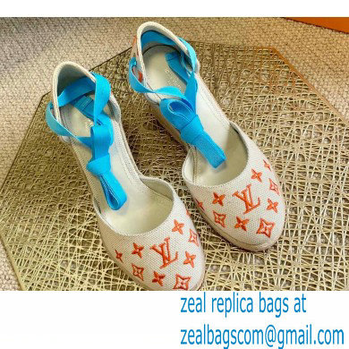 Louis Vuitton Monogram-embroidered Canvas Starboard Wedge Espadrilles Orange 2021 - Click Image to Close