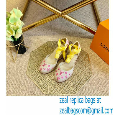 Louis Vuitton Monogram-embroidered Canvas Starboard Wedge Espadrilles Pink 2021 - Click Image to Close