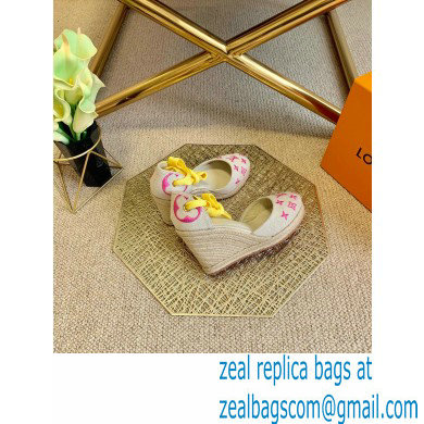 Louis Vuitton Monogram-embroidered Canvas Starboard Wedge Espadrilles Pink 2021 - Click Image to Close