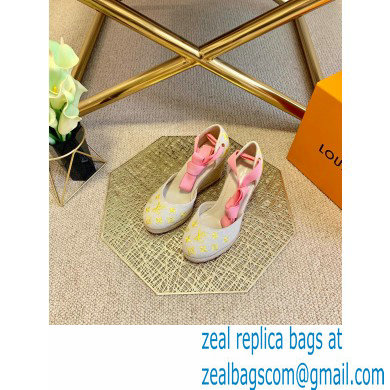 Louis Vuitton Monogram-embroidered Canvas Starboard Wedge Espadrilles Yellow 2021 - Click Image to Close